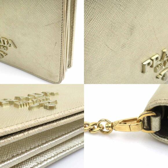PRADA Gold Leather Shoulder Bag